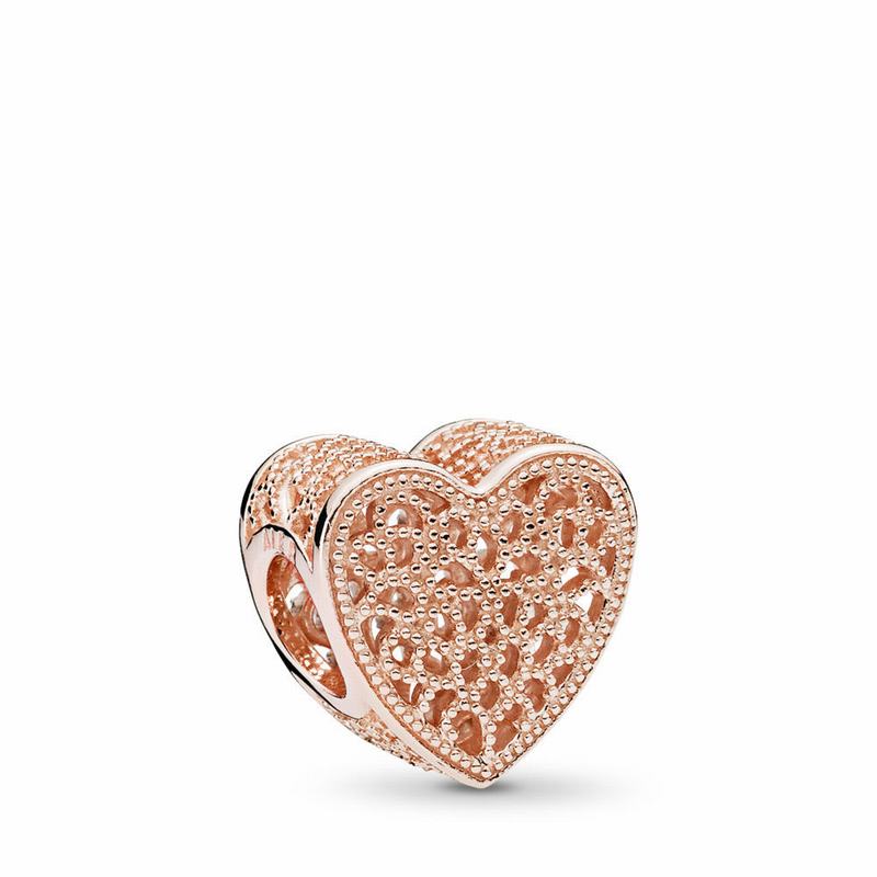 Pandora Australia Filigree & Beaded Heart Charm - Pandora Rose™ | CUQONH194